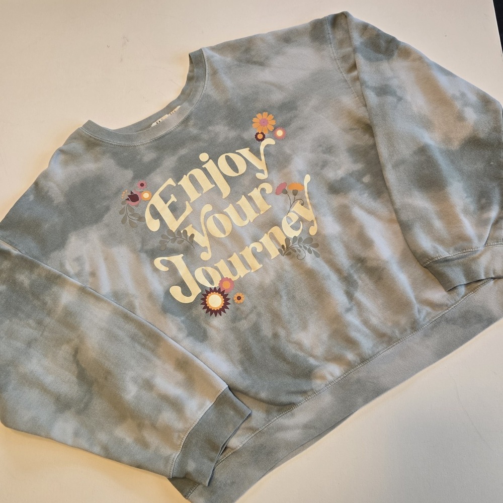 Sage Green Tie Dye Crew Neck Cropped Graphic Sweatshirt Womens XXXL (21)